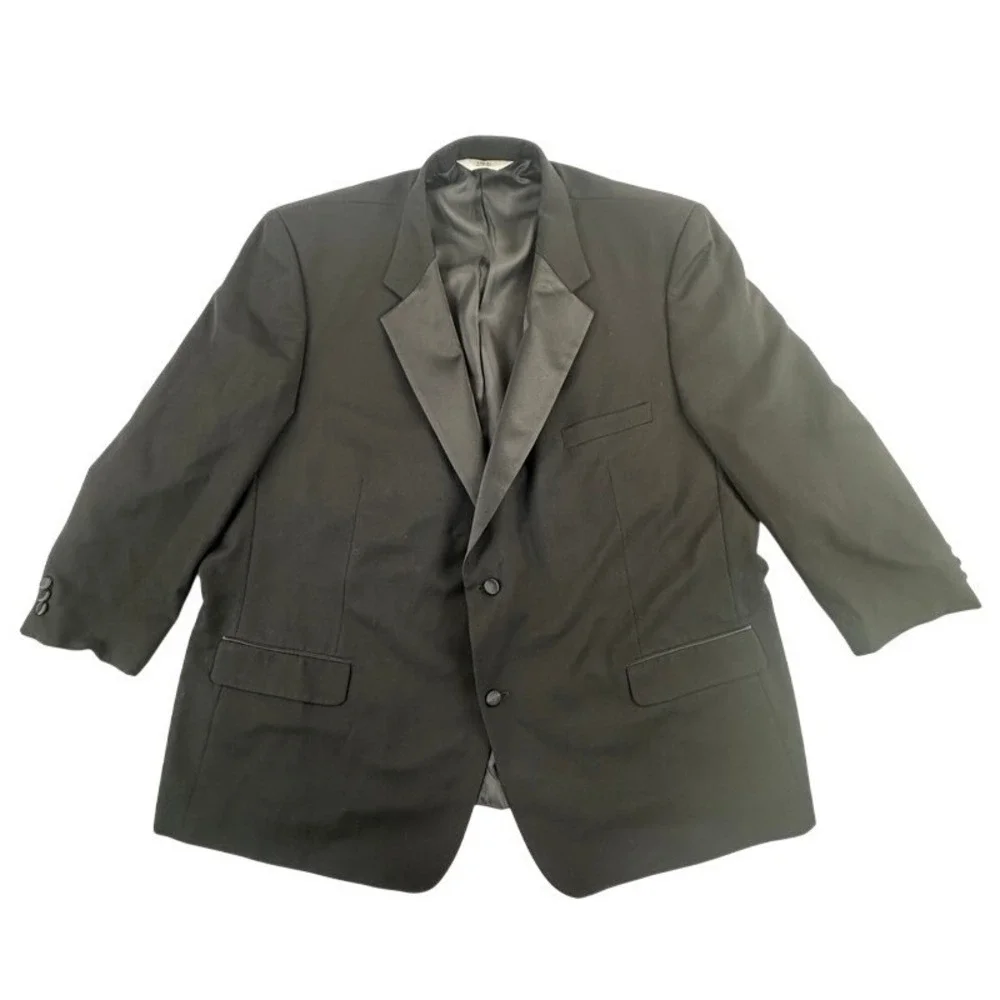 Versini Mens‎ Tuxedo 52L Jacket Black Wool 2 Piece Blazer Pants 53 x 24 Short